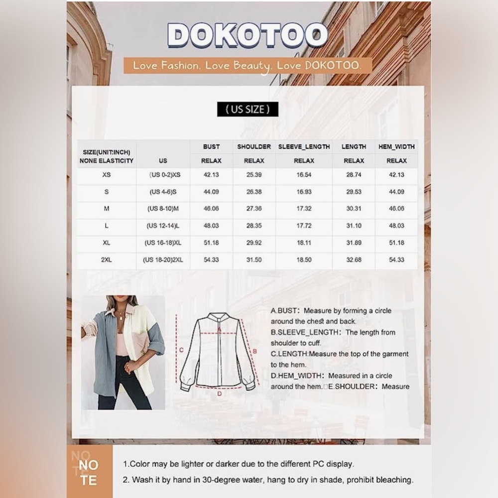 Dokotoo Pink/Grey/White Linen Oversized Long Sleeve Colorblock Button Down Shirt - Picture 2 of 5